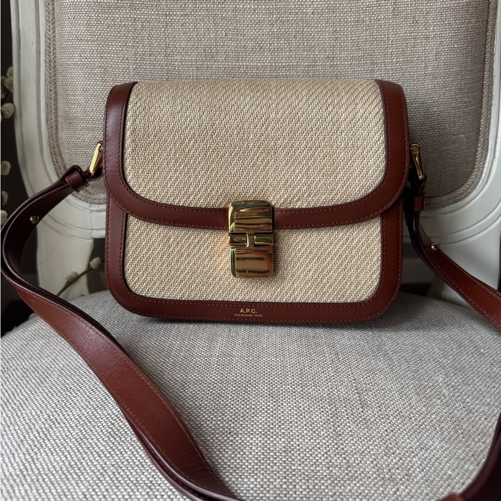 A.P.C. Grace Brown and Cream Canvas Cross body Bag